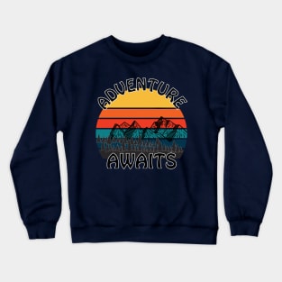 Adventure Awaits retro sunset camping Van Life Crewneck Sweatshirt